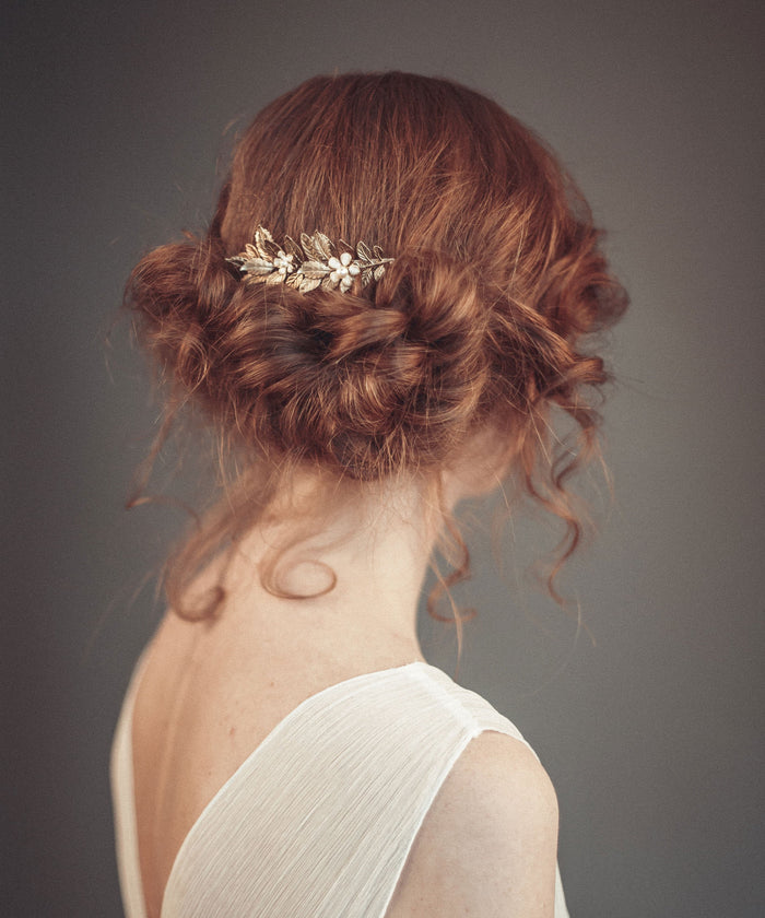 Gold hair combs with flowers for brides, bridesmaid, or for any special occasion when you want to feel like goddess or nymphs.