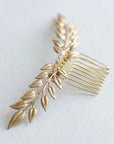 Alexandra Petite crystal and gold leaf comb photographed in natural light
