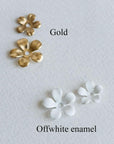 Gold floral hair comb flowers - gold or enamel