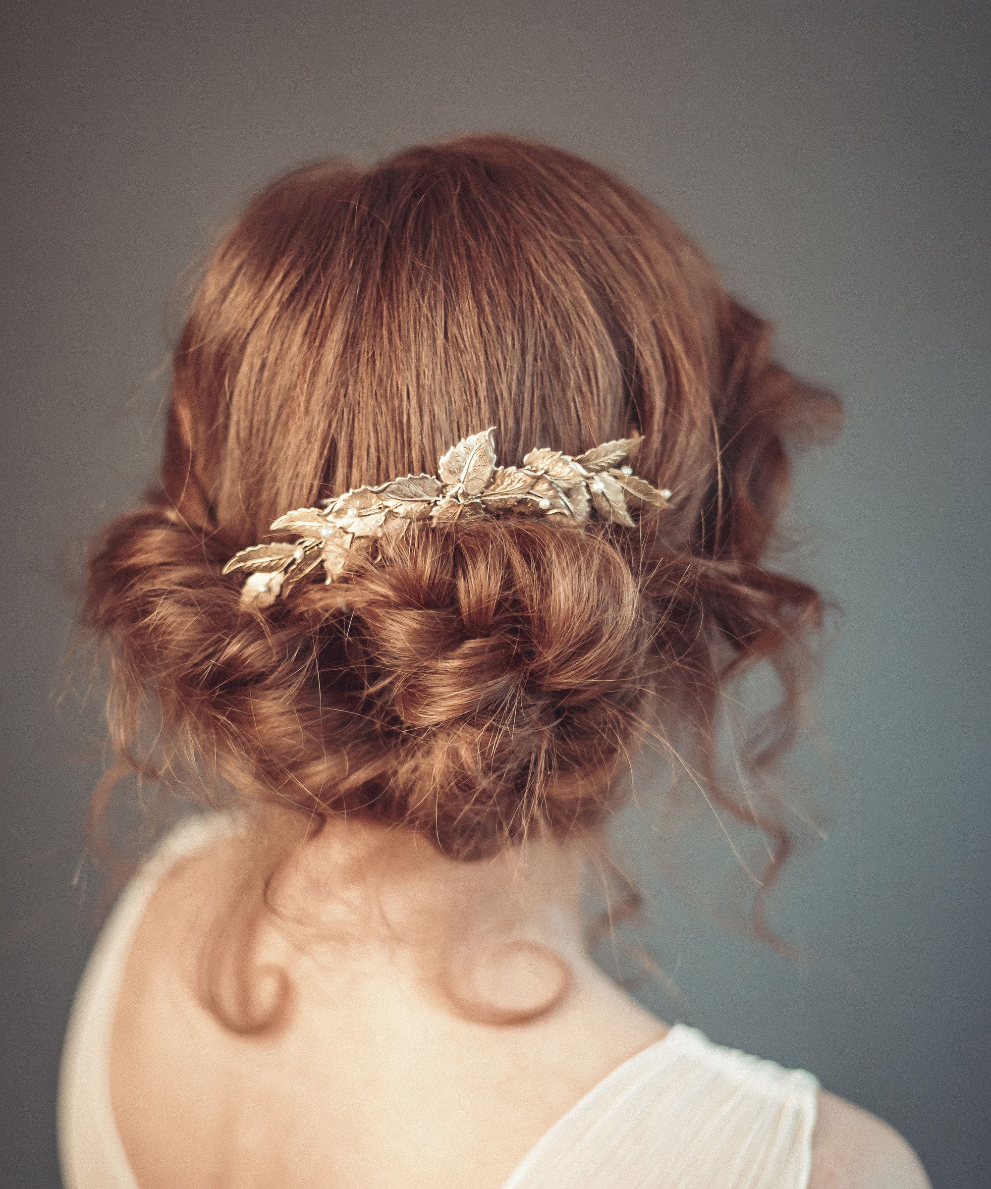 gold leaf comb with pearls
