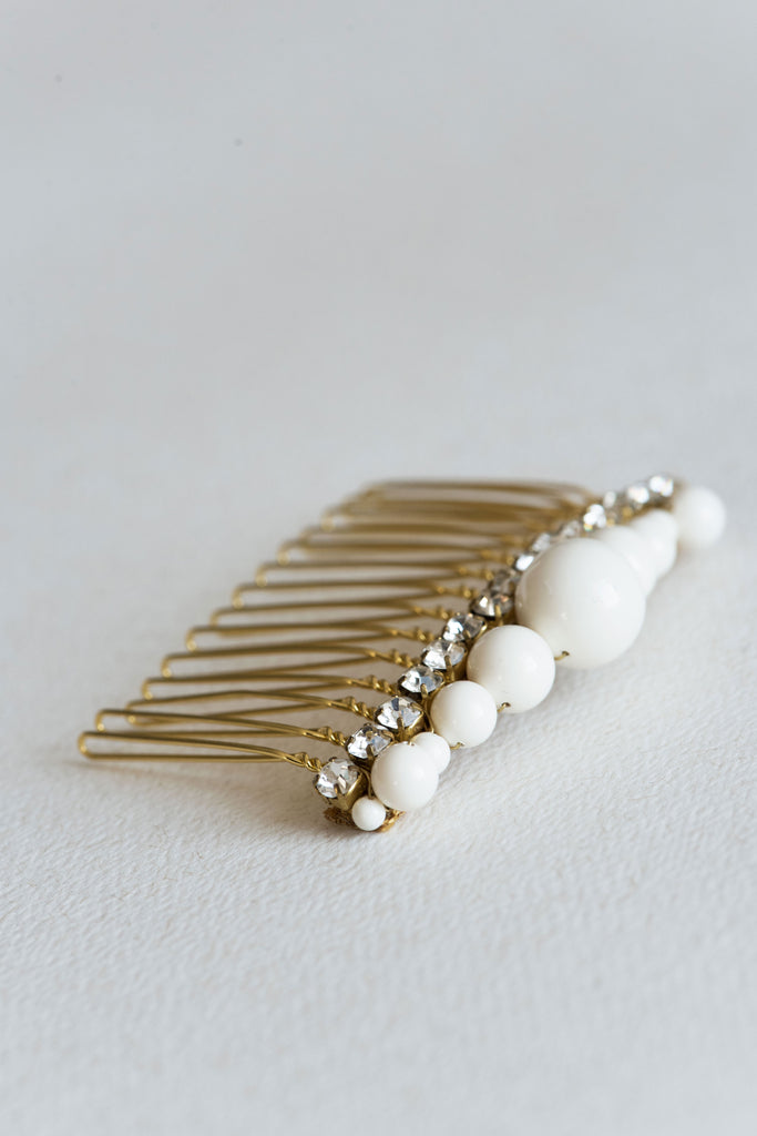 wedding pearl hair comb gold 