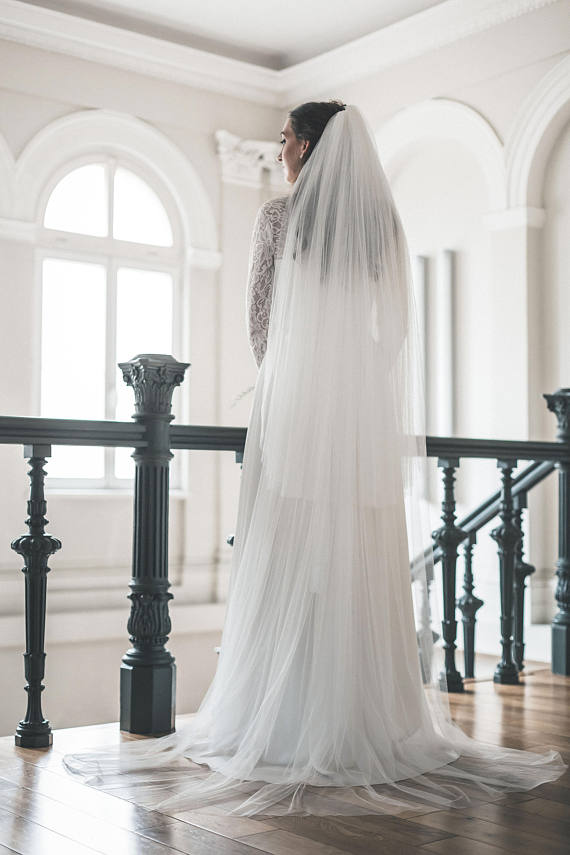 two tier veil from soft English tulle