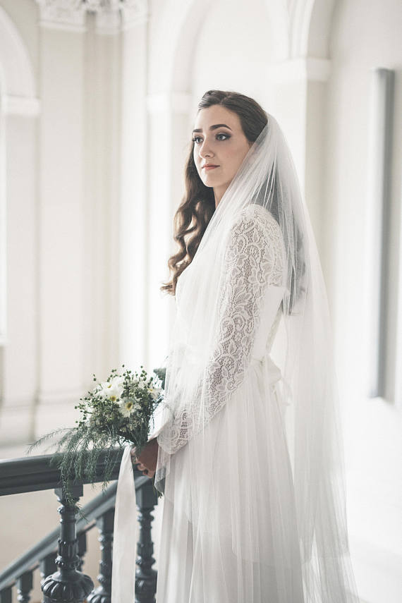 two tier veil from soft English tulle