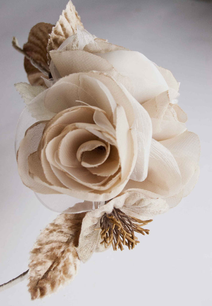Wedding headpiece - Flower crown - Bridal headband - Wedding headband - Flower headpiece - Beige floral crown
