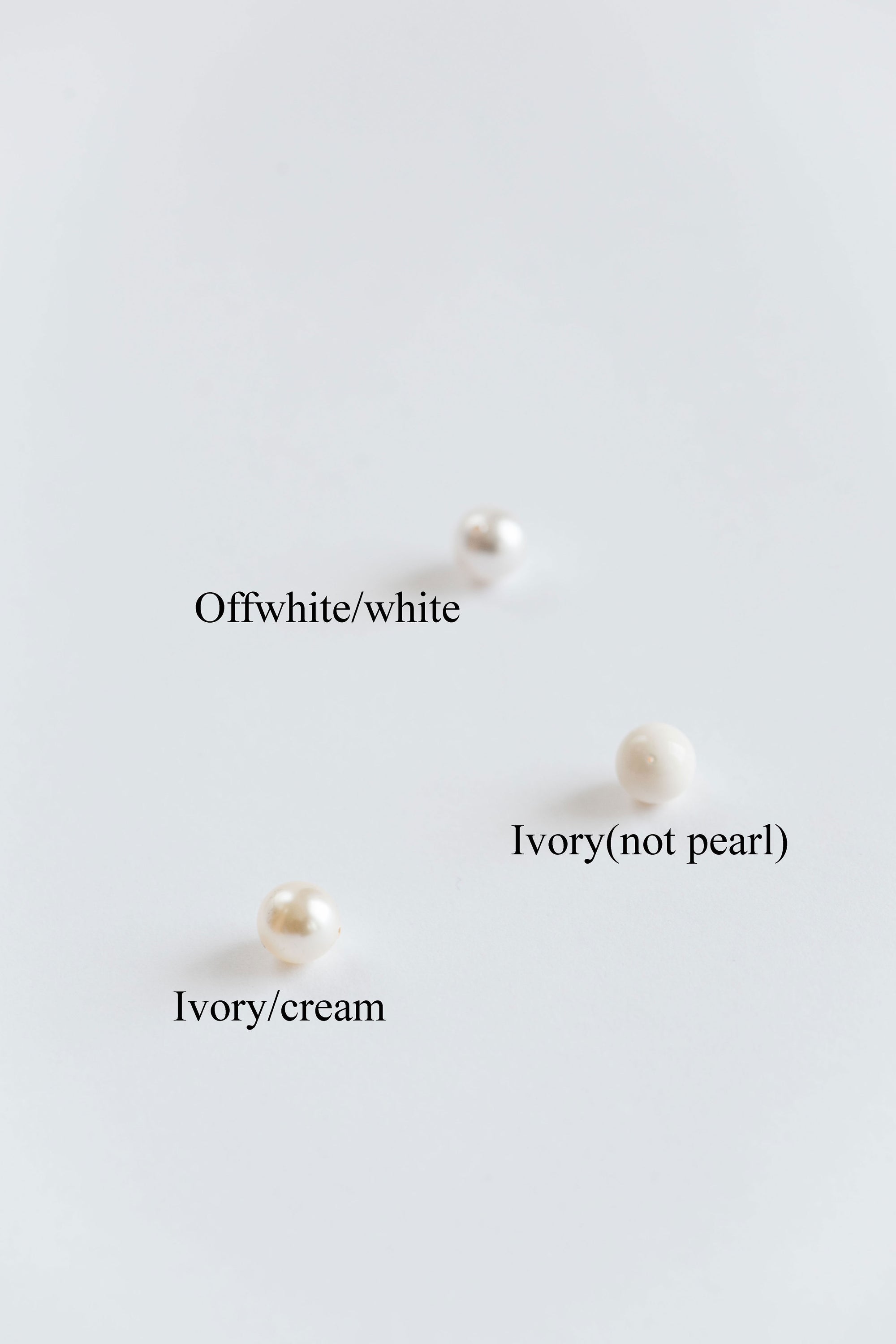 Pearl color comparison for ALSA pins — offwhite, ivory cream, matte ivory