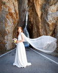 crystal bridal cape in custom color